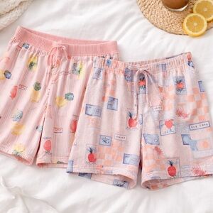 Rae Dunn Pajama Lounge Shorts Medium Pink Citrus Cocktail Summer lot of 2